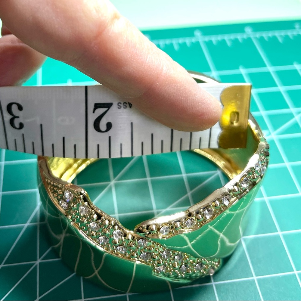 NEW Gold Crystal Hinged Bangle Bracelet Alexis Bittar Solanales STYLE F28 - Picture 5 of 5